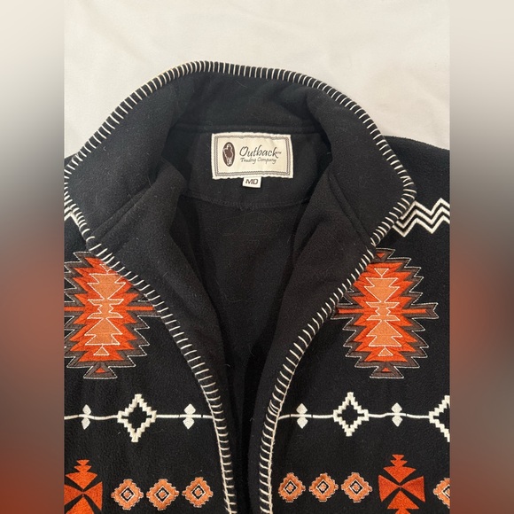 Outback Trading Company Fleece Embroidered Jacket Medium Southwestern Aztec - Picture 2 of 4